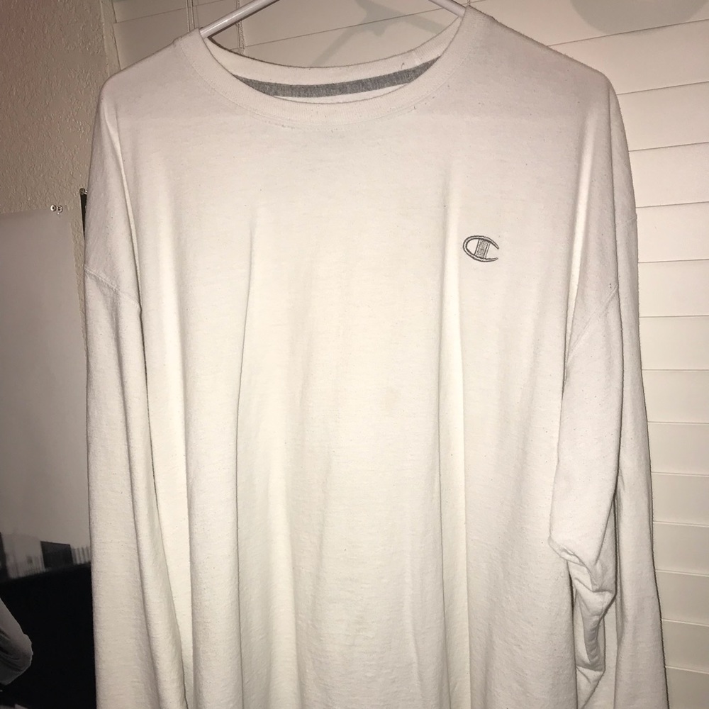 White Champion Long Sleeve Shirt